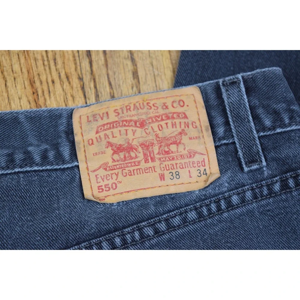 Vintage Levis 550 Men's Relaxed Fit‎ Taper Leg Black Denim Jeans Size 38x34